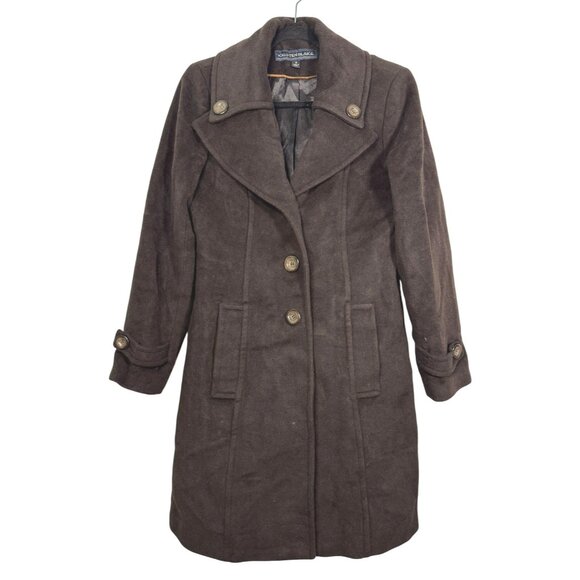 Kristen Blake Womens Wool Blend Dark Brown Double Breasted Peacoat SZ 6 - Picture 1 of 9